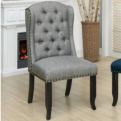 DH LUX Traditional Button-Tufted Set of 2 Dining Chairs by Denhour