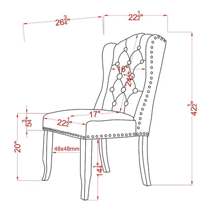 DH LUX Traditional Button-Tufted Set of 2 Dining Chairs by Denhour
