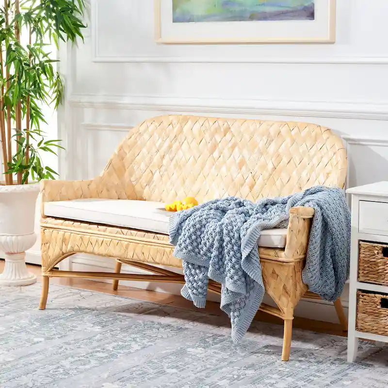 SAFAVIEH Marfisa Woven Sofa Bench - 52 W x 24 D x 33 H - 52Wx24Dx33H