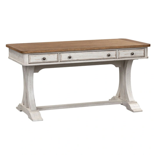 Farmhouse Reimagined Antique White with Chestnut Writing Desk