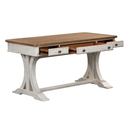 Farmhouse Reimagined Antique White with Chestnut Writing Desk