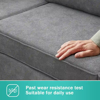 [VIDEO provided] [New] 91*91 Modern Upholstered Living Room Sectional Sofa, L Shape Furniture Couch with 3 Pillows