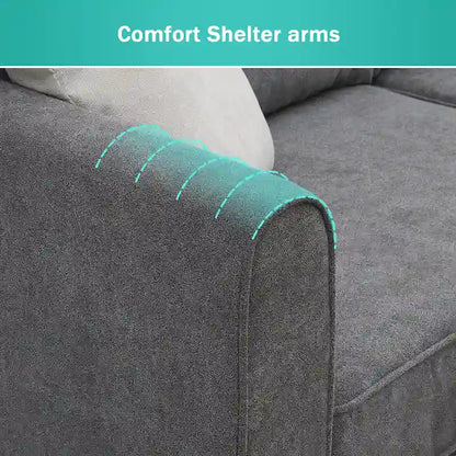 [VIDEO provided] [New] 91*91 Modern Upholstered Living Room Sectional Sofa, L Shape Furniture Couch with 3 Pillows