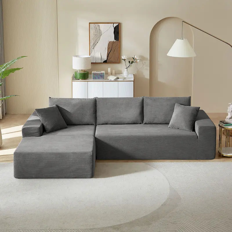Sectional Couch corduroy Covers 2 pcs L Shape Sectional Sofa Couches for Living Room, Bedroom, Salon, 2 PC Free Combination, Gr