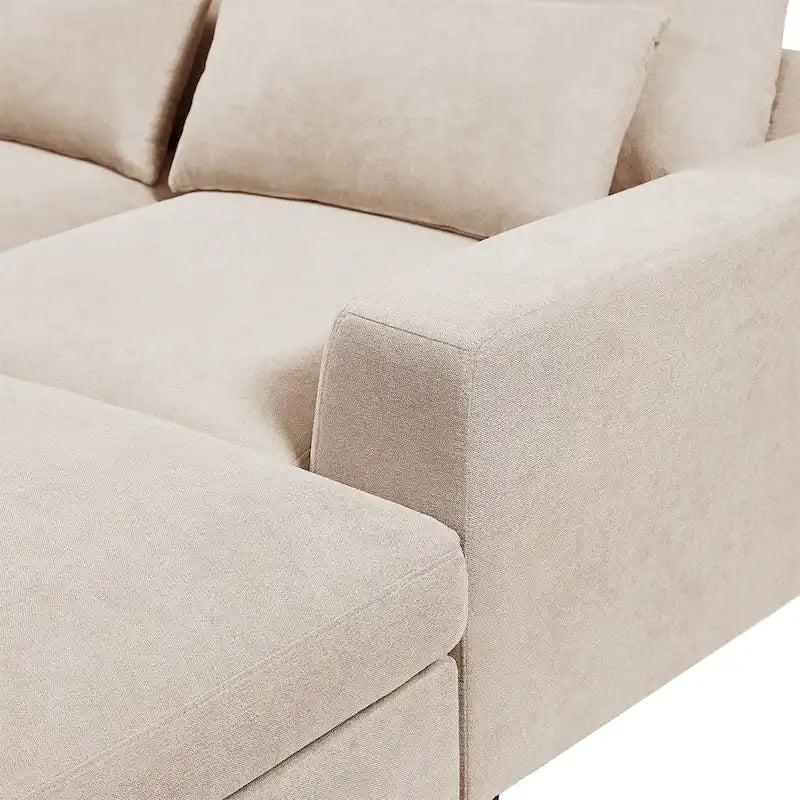 U_Style Modern Large L-Shape Feather Filled Sectional Sofa, Convertible Sofa Couch with Reversible Chaise for Living Room