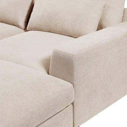 U_Style Modern Large L-Shape Feather Filled Sectional Sofa, Convertible Sofa Couch with Reversible Chaise for Living Room