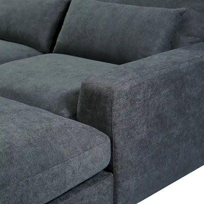 U_Style Modern Large L-Shape Feather Filled Sectional Sofa, Convertible Sofa Couch with Reversible Chaise for Living Room
