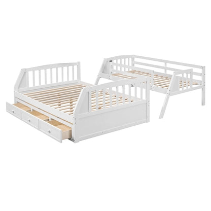 Twin-Over-Full Bunk Bed with Drawers_Ladder and Storage Staircase, Espresso
