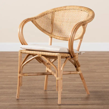 Varick Bohemian Natural Brown Finished Rattan Dining Chair