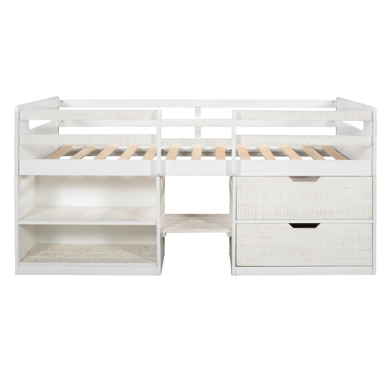 Merax Twin Loft Bed with Two Shelves and Two drawers