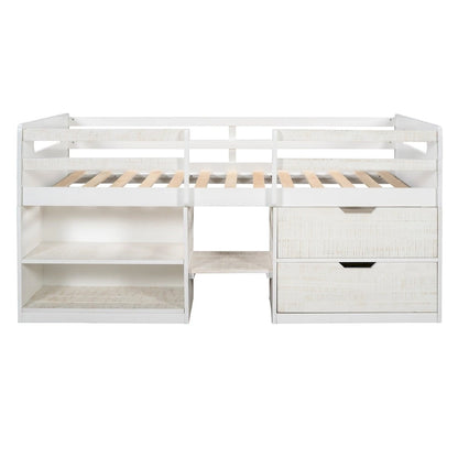 Merax Twin Loft Bed with Two Shelves and Two drawers
