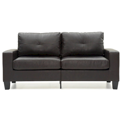 Newbury 71 in. W Flared Arm Faux Leather Straight Sofa - 32L x 71W x 36H