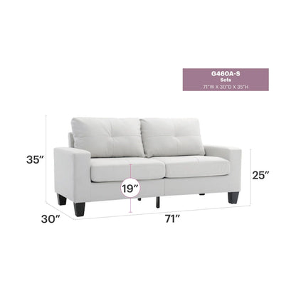 Newbury 71 in. W Flared Arm Faux Leather Straight Sofa - 32L x 71W x 36H