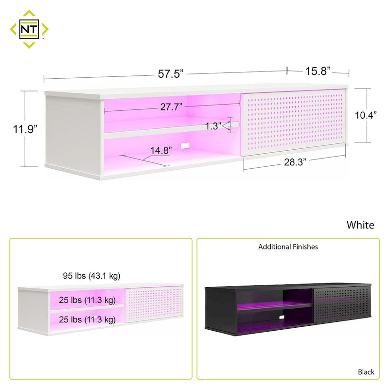 Ntense Glitch Floating TV Stand for TVs up to 60