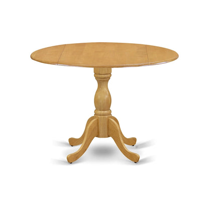 East West Furniture Dublin Modern Kitchen Table - a Round Dining Table Top with Dropleaf & Pedestal Base, (Finish Option)