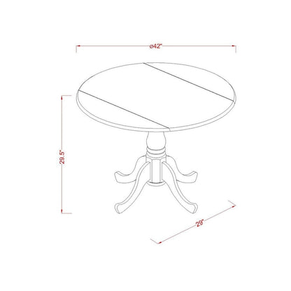 East West Furniture Dublin Modern Kitchen Table - a Round Dining Table Top with Dropleaf & Pedestal Base, (Finish Option)
