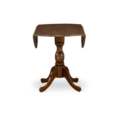 East West Furniture Dublin Modern Kitchen Table - a Round Dining Table Top with Dropleaf & Pedestal Base, (Finish Option)