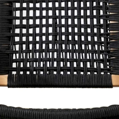 Accent Chair with Rope Woven Seat and Wooden Frame, Brown and Black