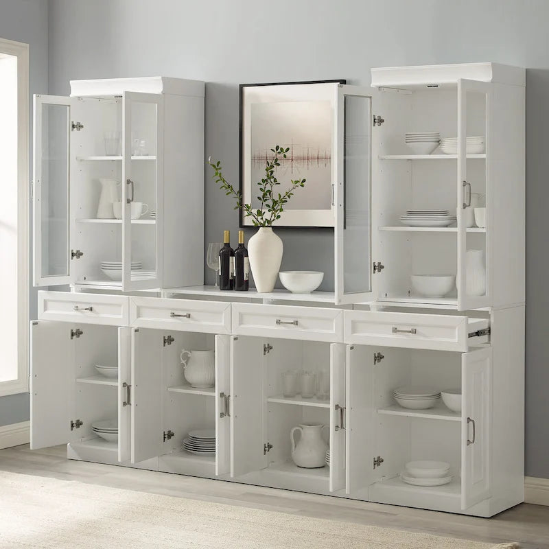 Crosley Stanton 3Pc Sideboard And Glass Door Pantry Set - 14.5x95x78