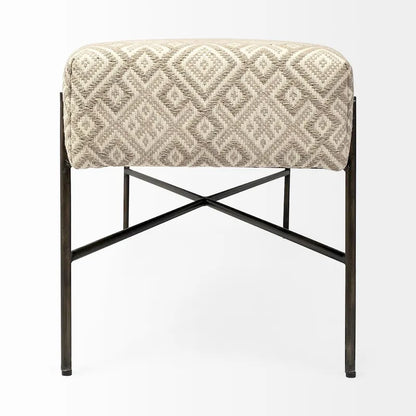 Avery I Olive & Beige Upholstered Patterned Seat Accent Bench - 55W x 17D x 18H
