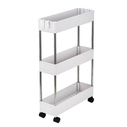 3/4-Layer Mobile Multi-functional Slim Storage Cart,White
