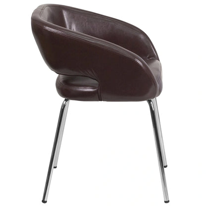 Contemporary LeatherSoft Side Reception Chair with Chrome Legs