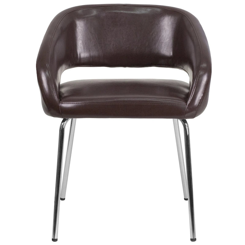 Contemporary LeatherSoft Side Reception Chair with Chrome Legs