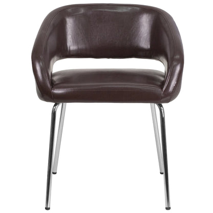 Contemporary LeatherSoft Side Reception Chair with Chrome Legs