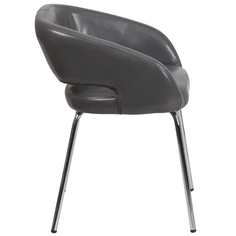 Contemporary LeatherSoft Side Reception Chair with Chrome Legs