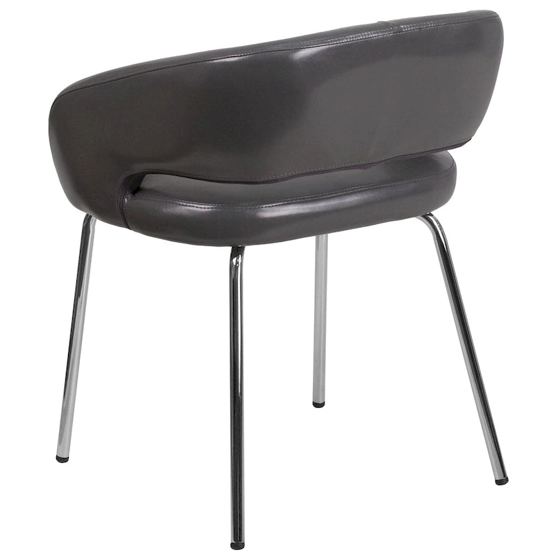 Contemporary LeatherSoft Side Reception Chair with Chrome Legs