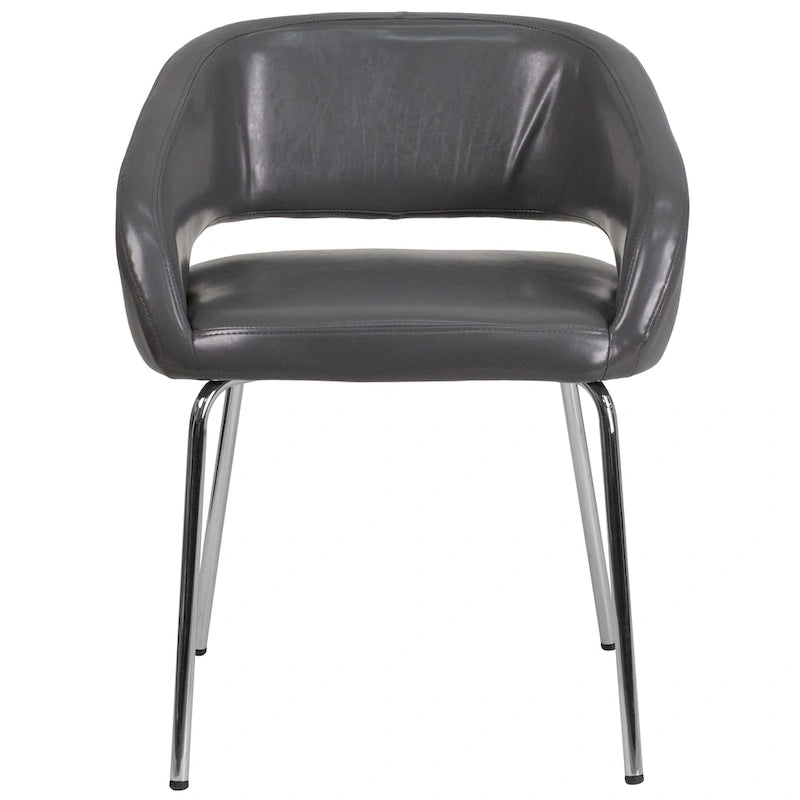 Contemporary LeatherSoft Side Reception Chair with Chrome Legs
