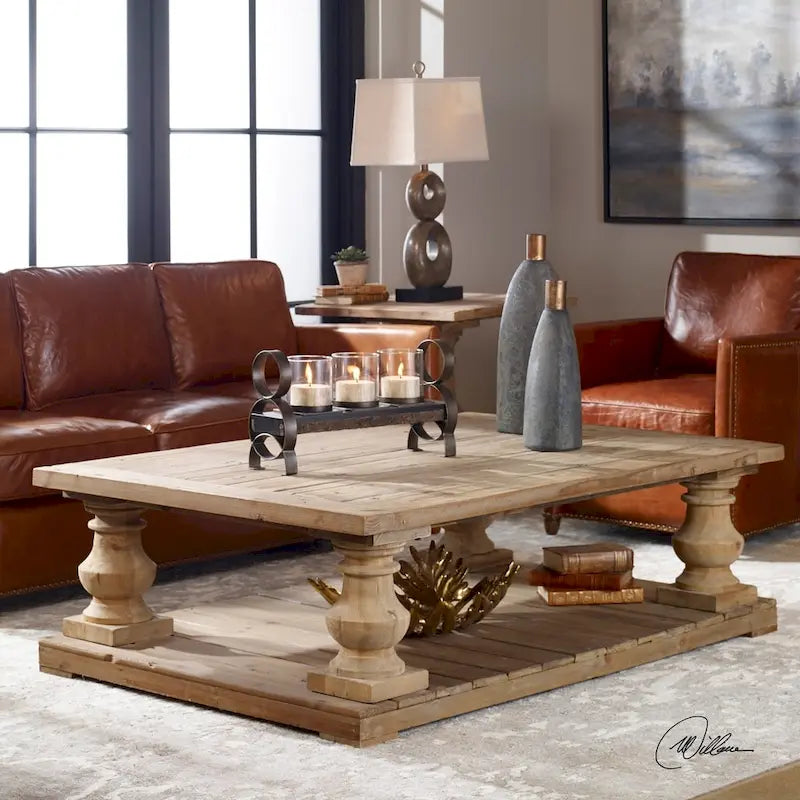 Uttermost Stratford Distressed Patina Rustic Cocktail Table
