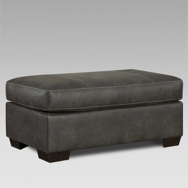 Roundhill Furniture Tirana Contemporary Fabric Pillow-top Arm Chair with Ottoman in Sequoia Ash