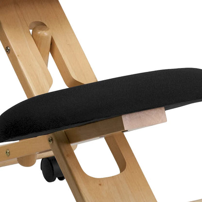Mobile Wooden Ergonomic Kneeling Office Chair in Fabric