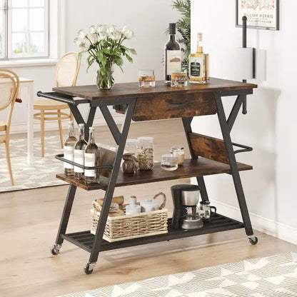 41.7 inch Wide Rolling Kitchen Island with Drawer - 41.7 inch