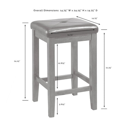 Crosley Bartlett Wood Top Kitchen Island W/Uph Square Stools - 50d x 42w x 36h