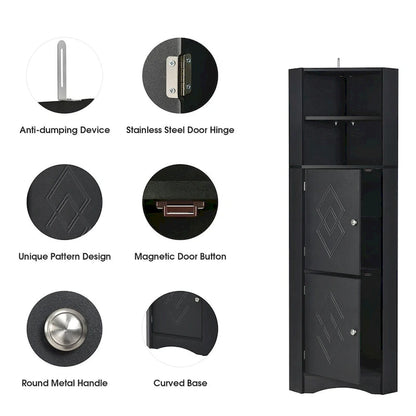 Merax Freestanding Tall Bathroom Corner Cabinet with Adjustable Shelves