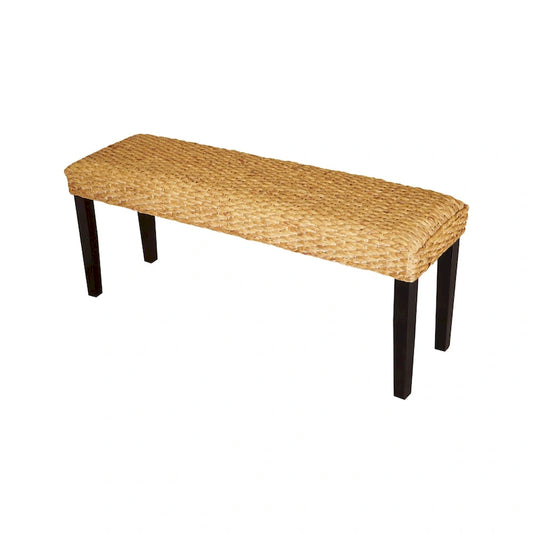 M4H Valencia Solid Wood Natural Water Hyacinth Indoor Bench