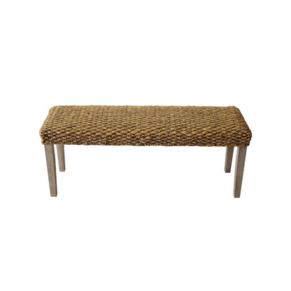 M4H Valencia Solid Wood Natural Water Hyacinth Indoor Bench