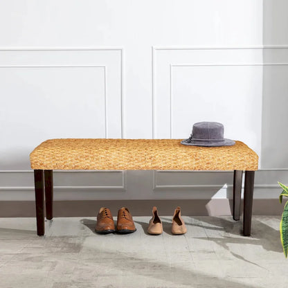 M4H Valencia Solid Wood Natural Water Hyacinth Indoor Bench