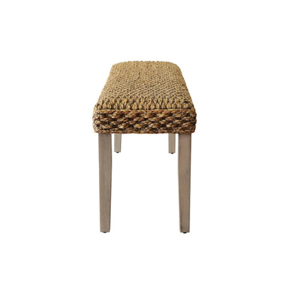 M4H Valencia Solid Wood Natural Water Hyacinth Indoor Bench