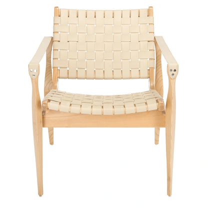 SAFAVIEH Couture Zenica Leather Safari Chair - 24.5 W x 30 L x 30 H - 25W x 30D x 30H