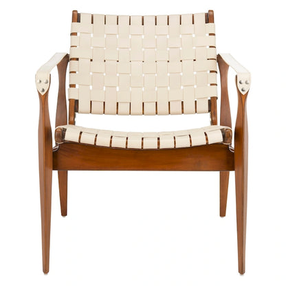SAFAVIEH Couture Zenica Leather Safari Chair - 24.5 W x 30 L x 30 H - 25W x 30D x 30H