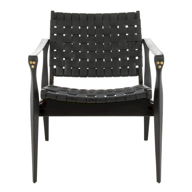SAFAVIEH Couture Zenica Leather Safari Chair - 24.5 W x 30 L x 30 H - 25W x 30D x 30H