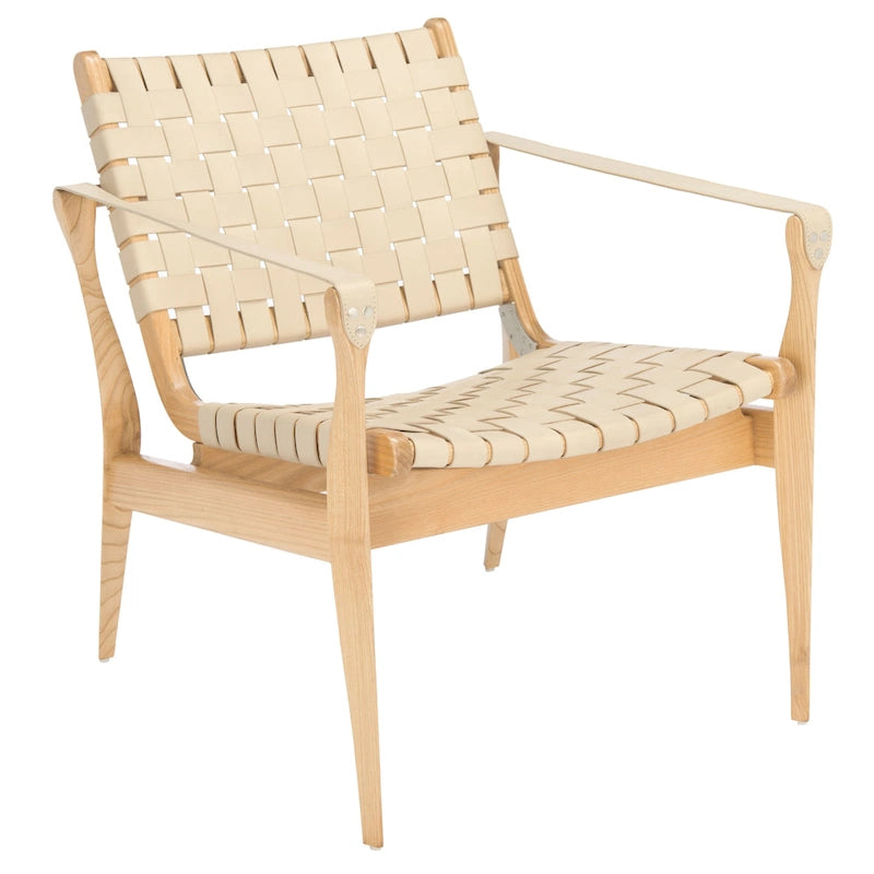 SAFAVIEH Couture Zenica Leather Safari Chair - 24.5 W x 30 L x 30 H - 25W x 30D x 30H