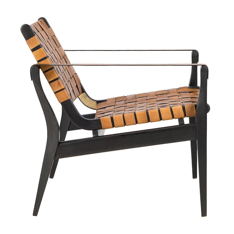 SAFAVIEH Couture Zenica Leather Safari Chair - 24.5 W x 30 L x 30 H - 25W x 30D x 30H