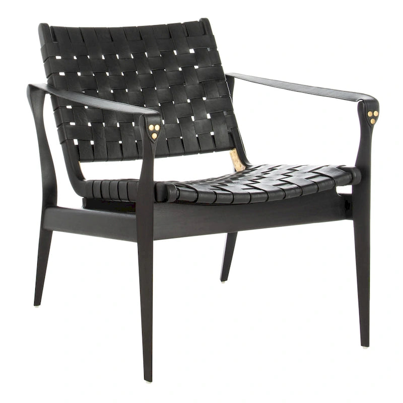 SAFAVIEH Couture Zenica Leather Safari Chair - 24.5 W x 30 L x 30 H - 25W x 30D x 30H