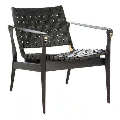 SAFAVIEH Couture Zenica Leather Safari Chair - 24.5 W x 30 L x 30 H - 25W x 30D x 30H