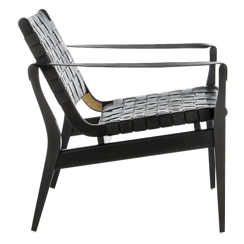 SAFAVIEH Couture Zenica Leather Safari Chair - 24.5 W x 30 L x 30 H - 25W x 30D x 30H