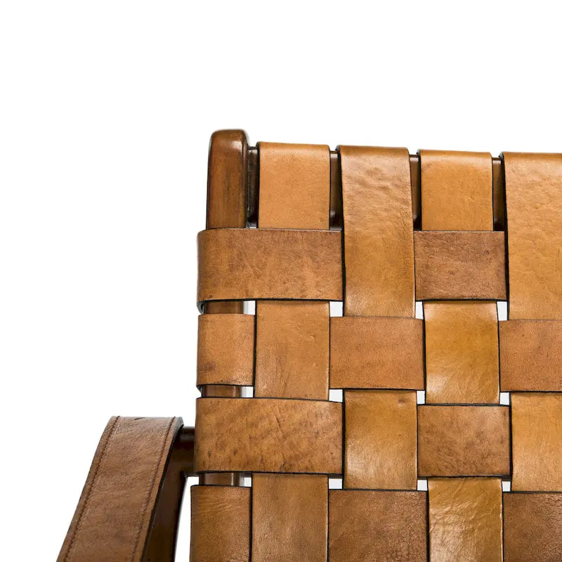SAFAVIEH Couture Zenica Leather Safari Chair - 24.5 W x 30 L x 30 H - 25W x 30D x 30H